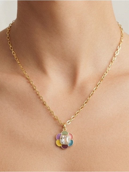 Isaac Mizrahi Jewelry - Isaac Mizrahi Gold Chain with Colorful Flower Pendant